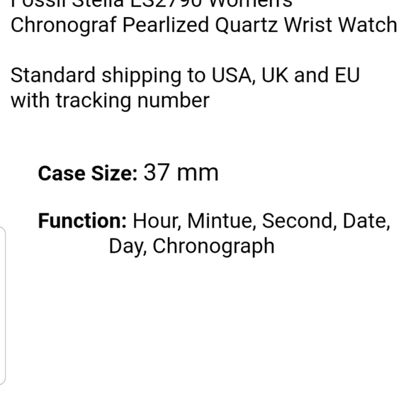 Fossil Stella ES2790 Women's Chronograf Pearlized Quartz Wrist Watch - Picture 6 of 6
